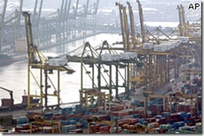 Porto de contentores em Cingapura